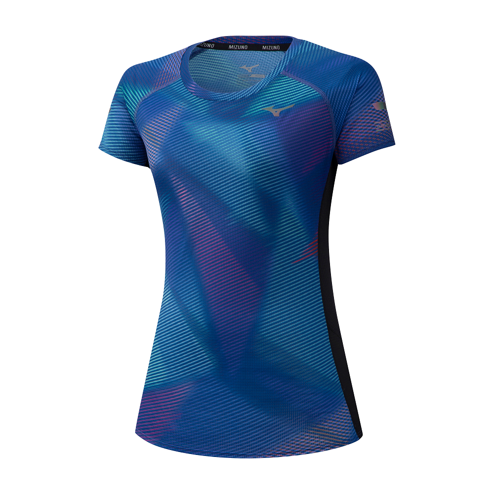 Mizuno Aero Graphic Tee abbigliamento running donna blu Valsport Running