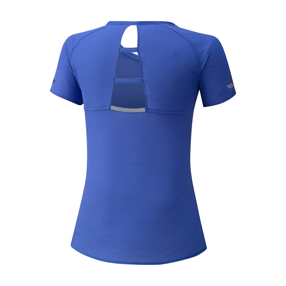 Mizuno Dry Aero Flow Tee abbigliamento running donna nero blu Valsport Running
